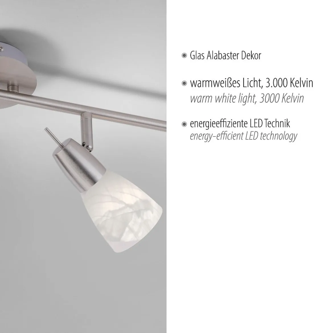 JUST LIGHT 11864-55 LED Deckenleuchte Julia 4-flammig 3000K GU10 Stahl