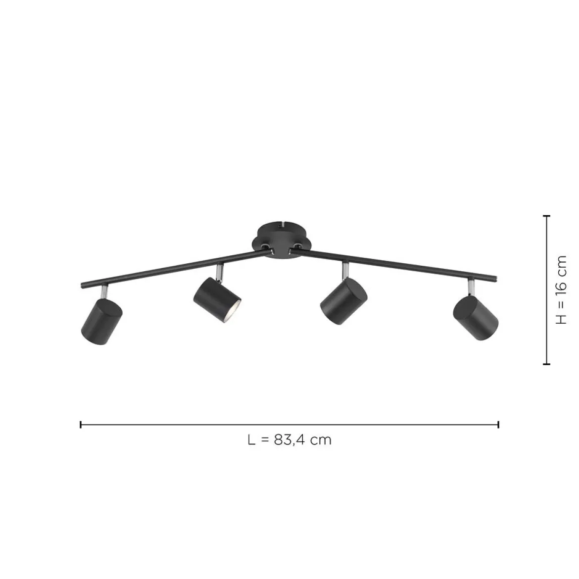 JUST LIGHT 11944-13 LED Deckenleuchte Tarik 4-flammig 3000K GU10 Anthrazit