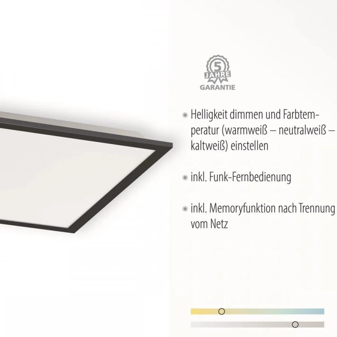 JUST LIGHT 14755-18 LED Deckenleuchte Panel FLAT schwarz quadratisch 445x445mm CCT