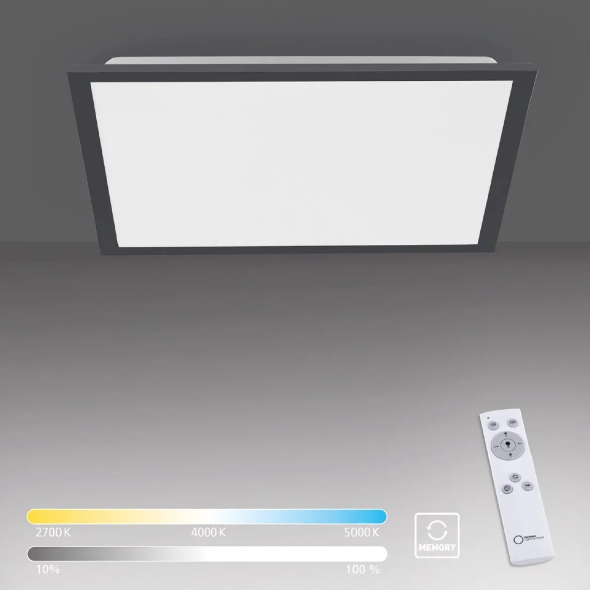 JUST LIGHT 14755-18 LED Deckenleuchte Panel FLAT schwarz quadratisch 445x445mm CCT