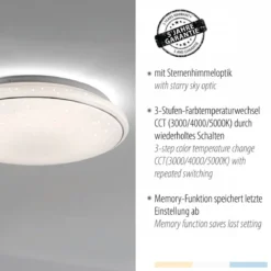 JUST LIGHT LED Deckenleuchte 14364-16 JUPITER rund Sternenhimmel 44cm CCT