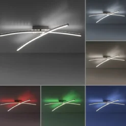 JUST LIGHT 11255-55 LED Deckenleuchte stahlfarben RGBW