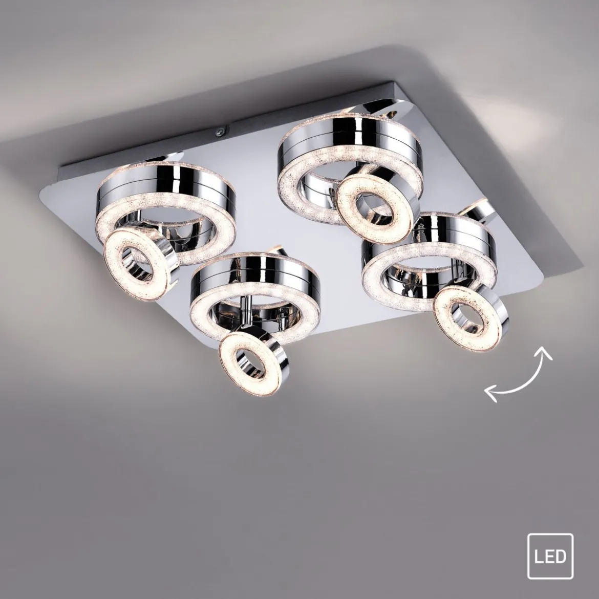 JUST LIGHT 14522-17 LED Deckenleuchte TIM 4-flammig chrom 3000K