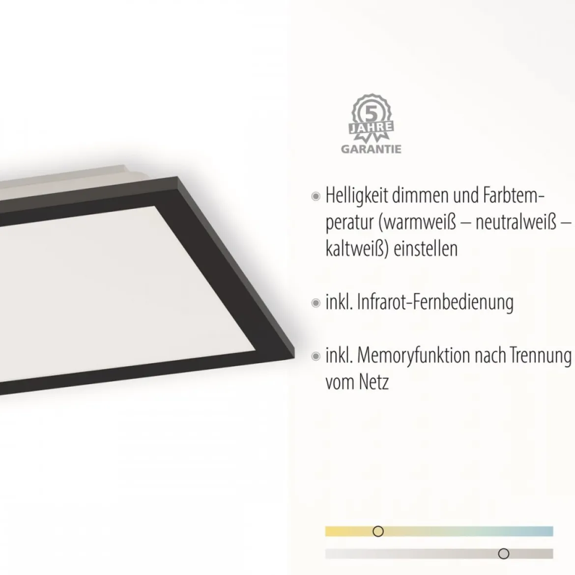 JUST LIGHT 14754-18 LED Deckenleuchte Panel FLAT schwarz quadratisch 295x295mm CCT