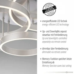 JUST LIGHT 15157-55 LED Deckenleuchte LILUTTI 3-flammig stahlfarben 3000K