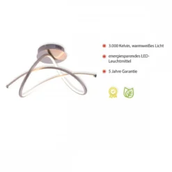 JUST LIGHT 15441-55 LED Deckenleuchte VIOLETTA silbergrau geschwungen