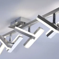 JUST LIGHT 11278-55 LED-Deckenleuchte 8-flammig drehbare Leuchtenköpfe stahlfarben