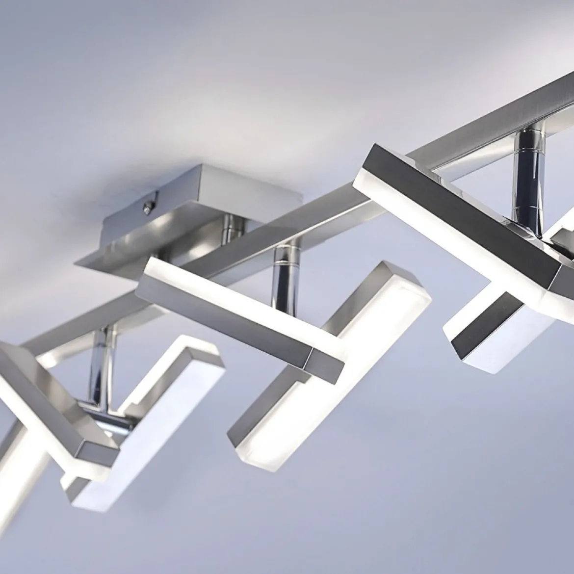 JUST LIGHT 11278-55 LED-Deckenleuchte 8-flammig drehbare Leuchtenköpfe stahlfarben