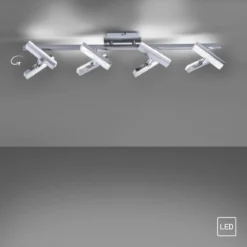 JUST LIGHT 11278-55 LED-Deckenleuchte 8-flammig drehbare Leuchtenköpfe stahlfarben