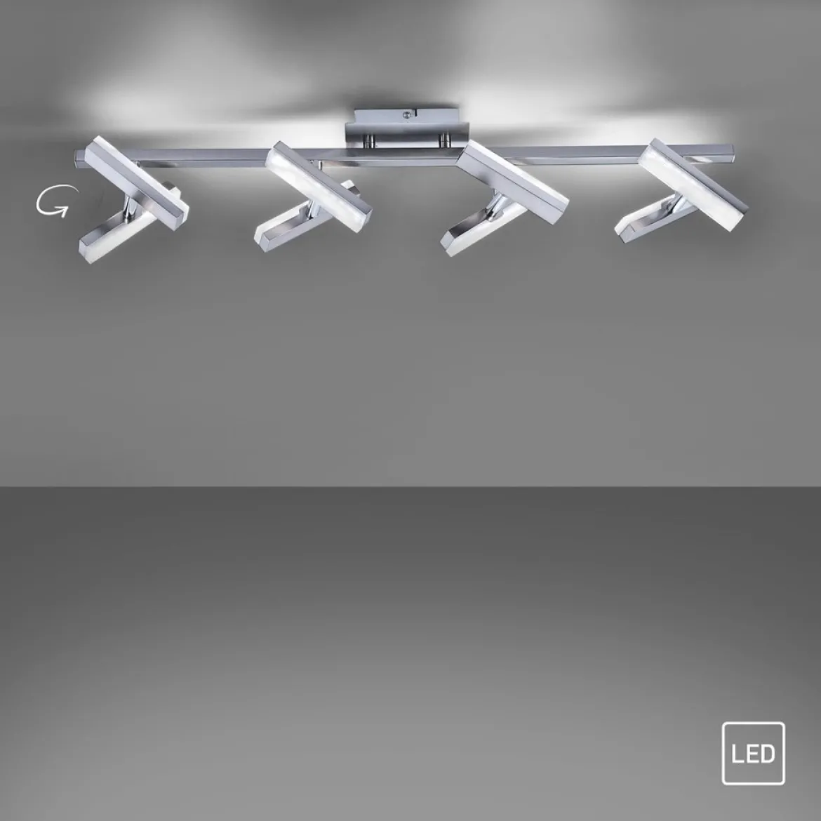 JUST LIGHT 11278-55 LED-Deckenleuchte 8-flammig drehbare Leuchtenköpfe stahlfarben