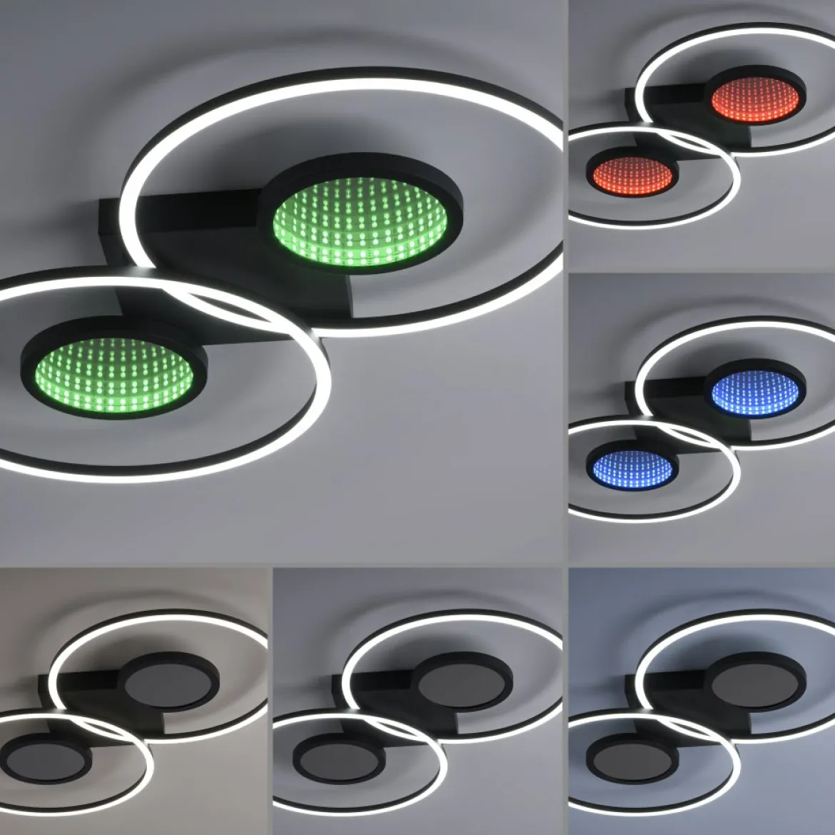JUST LIGHT 15160-18 LED Deckenleuchte Tunel schwarz Effekte RGB Rainbow CCT