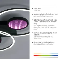 JUST LIGHT 15160-18 LED Deckenleuchte Tunel schwarz Effekte RGB Rainbow CCT
