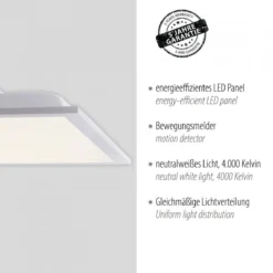 JUST LIGHT 14471-16 LED Panel FLEET mit Bewegungsmelder weiß 445x445mm 4000K