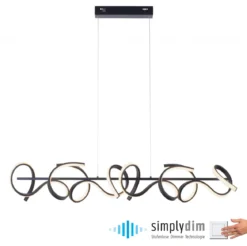 JUST LIGHT LED Pendelleuchte 19033-18 CURLS schwarz 3000K Simply Dim