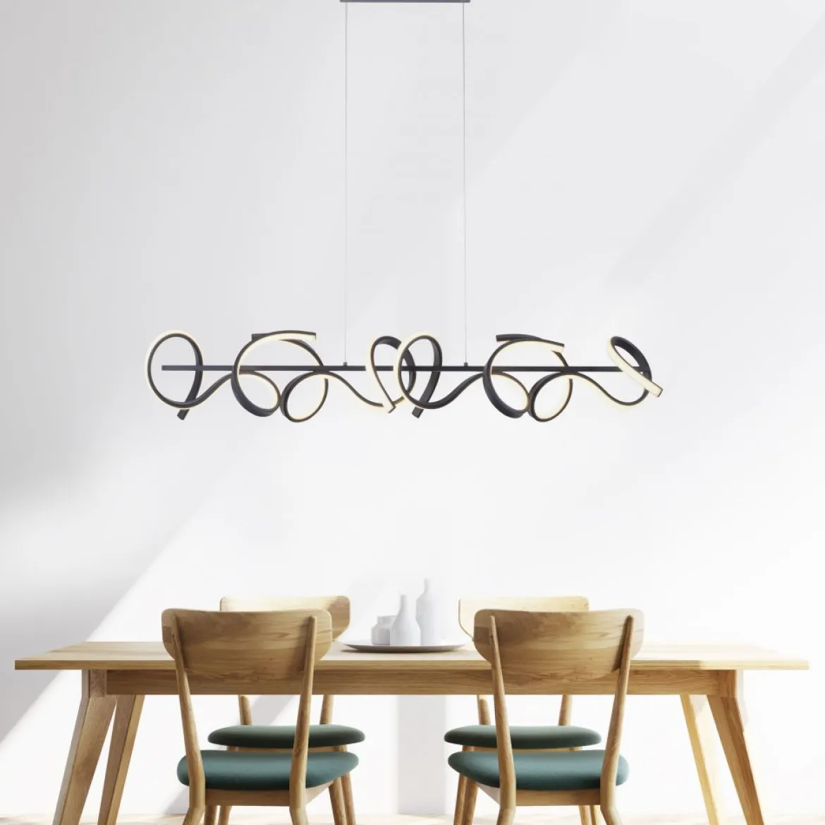 JUST LIGHT LED Pendelleuchte 19033-18 CURLS schwarz 3000K Simply Dim