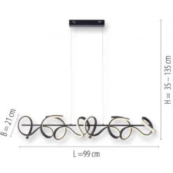 JUST LIGHT LED Pendelleuchte 19033-18 CURLS schwarz 3000K Simply Dim