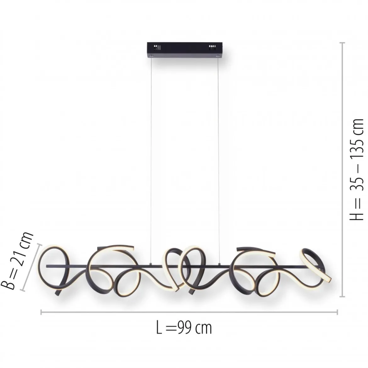 JUST LIGHT LED Pendelleuchte 19033-18 CURLS schwarz 3000K Simply Dim