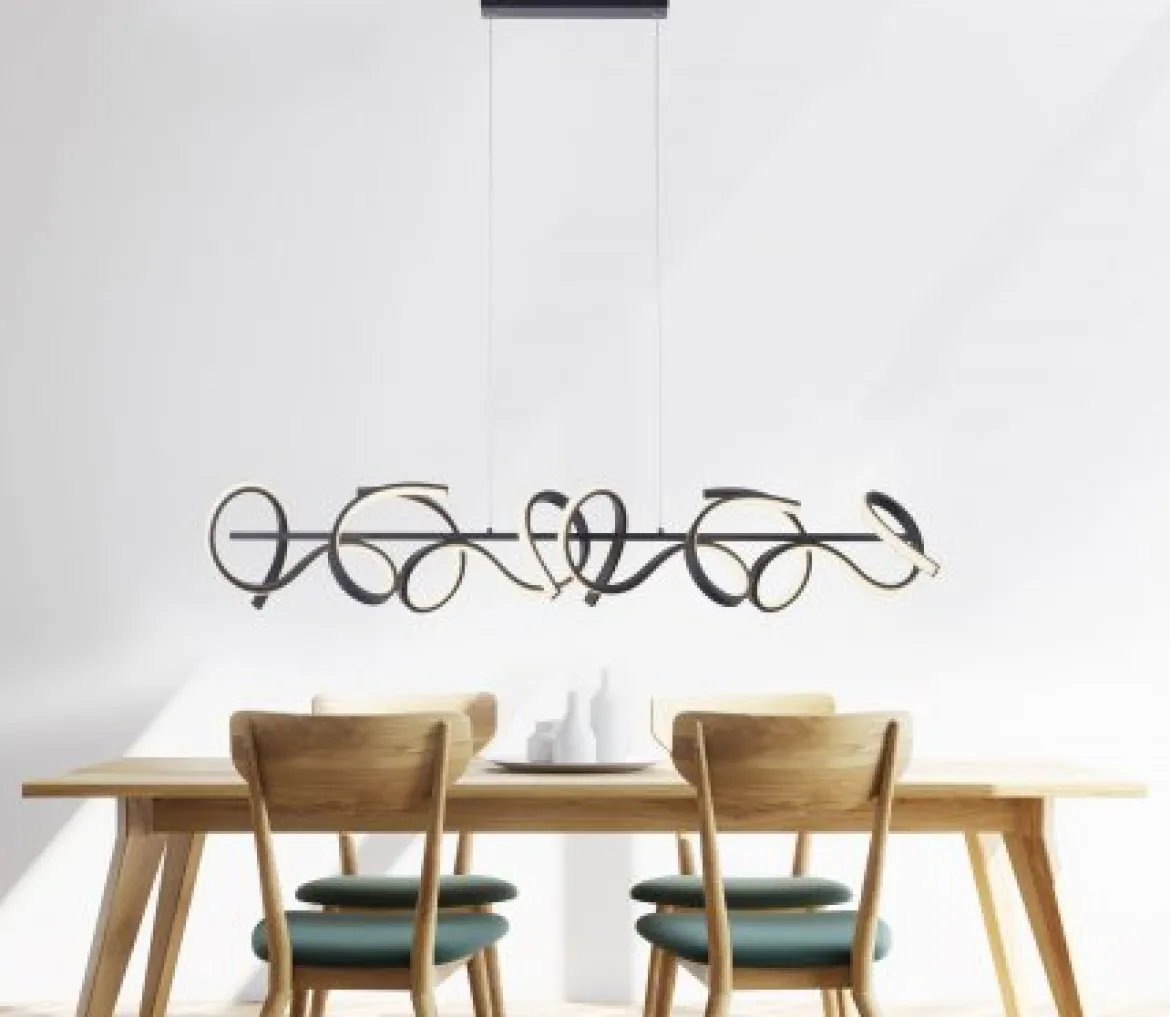 JUST LIGHT LED Pendelleuchte 19033-18 CURLS schwarz 3000K Simply Dim