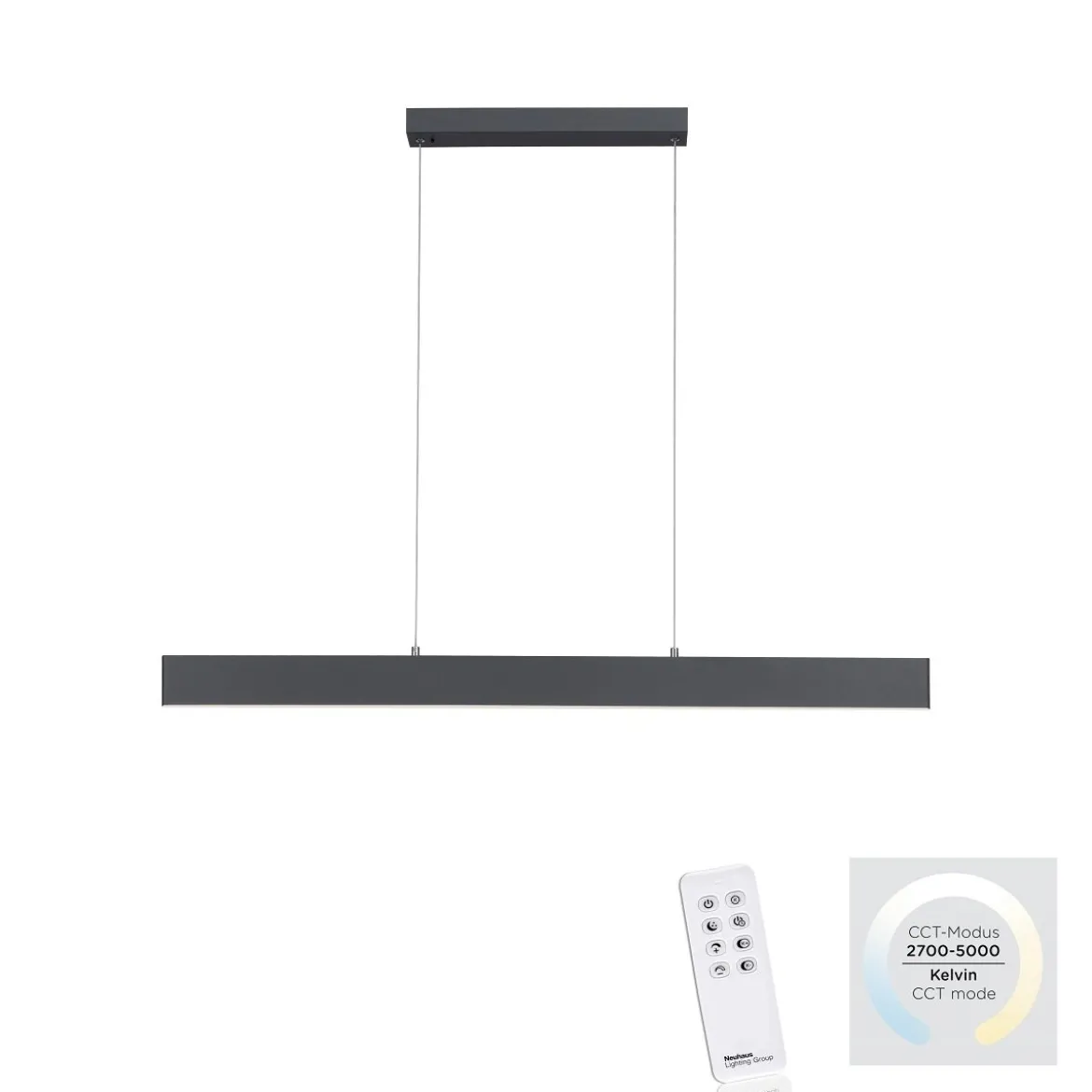 JUST LIGHT 11548-13 LED Pendelleuchte Nila CCT dimmbar Anthrazit