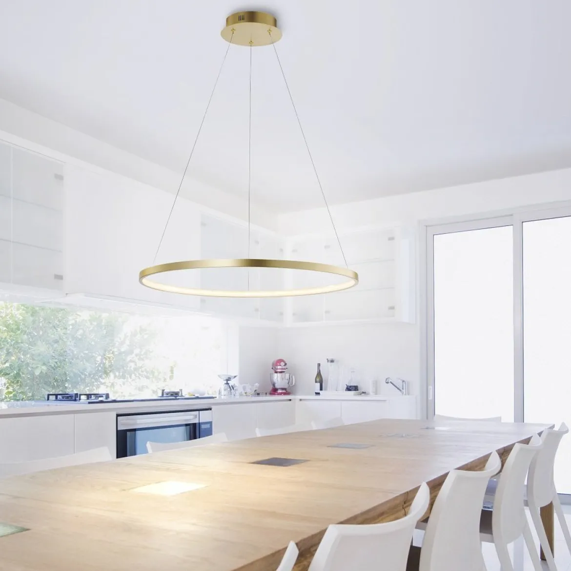 JUST LIGHT 11524-12 LED Pendelleuchte Circle 60cm 3000K Gold
