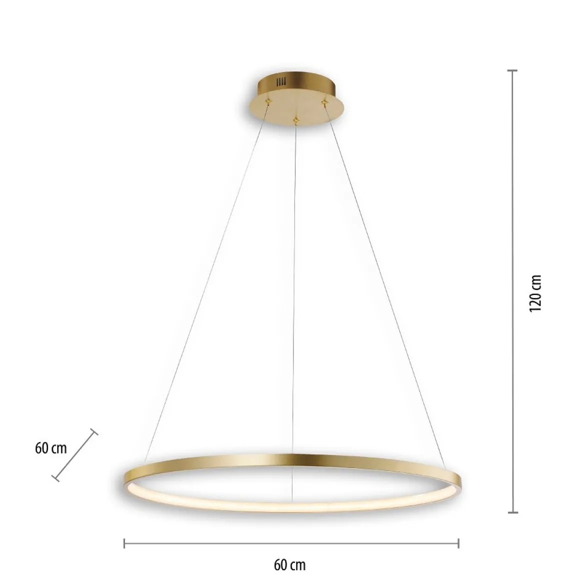 JUST LIGHT 11524-12 LED Pendelleuchte Circle 60cm 3000K Gold