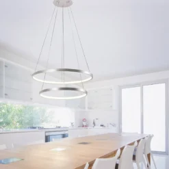 JUST LIGHT 11525-21 LED Pendelleuchte Circle 2 Ringe 50cm 3000K Silber