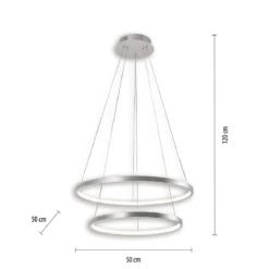JUST LIGHT 11525-21 LED Pendelleuchte Circle 2 Ringe 50cm 3000K Silber