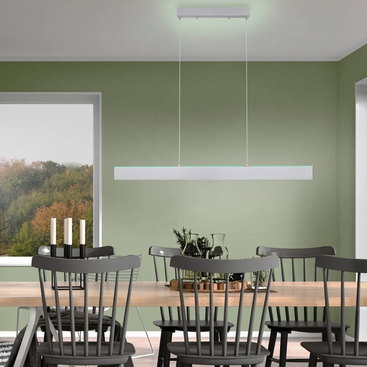 JUST LIGHT 11568-95 LED Pendelleuchte LOLAsmart-Nila Smart Home RGBW stahlfarben