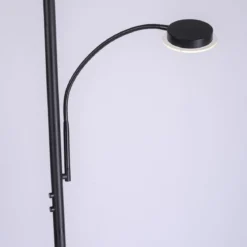 JUST LIGHT 11709-18 LED Stehleuchte Hans mit Lesearm 3000K dimmbar Schwarz
