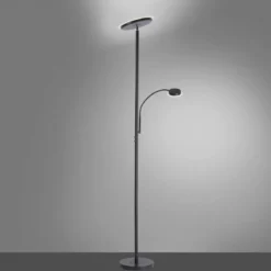 JUST LIGHT 11709-18 LED Stehleuchte Hans mit Lesearm 3000K dimmbar Schwarz