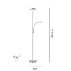 JUST LIGHT 11709-55 LED Stehleuchte Hans mit Lesearm 3000K dimmbar Stahl