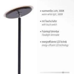 JUST LIGHT 11729-18 LED Stehleuchte Hans 3000K dimmbar Schwarz