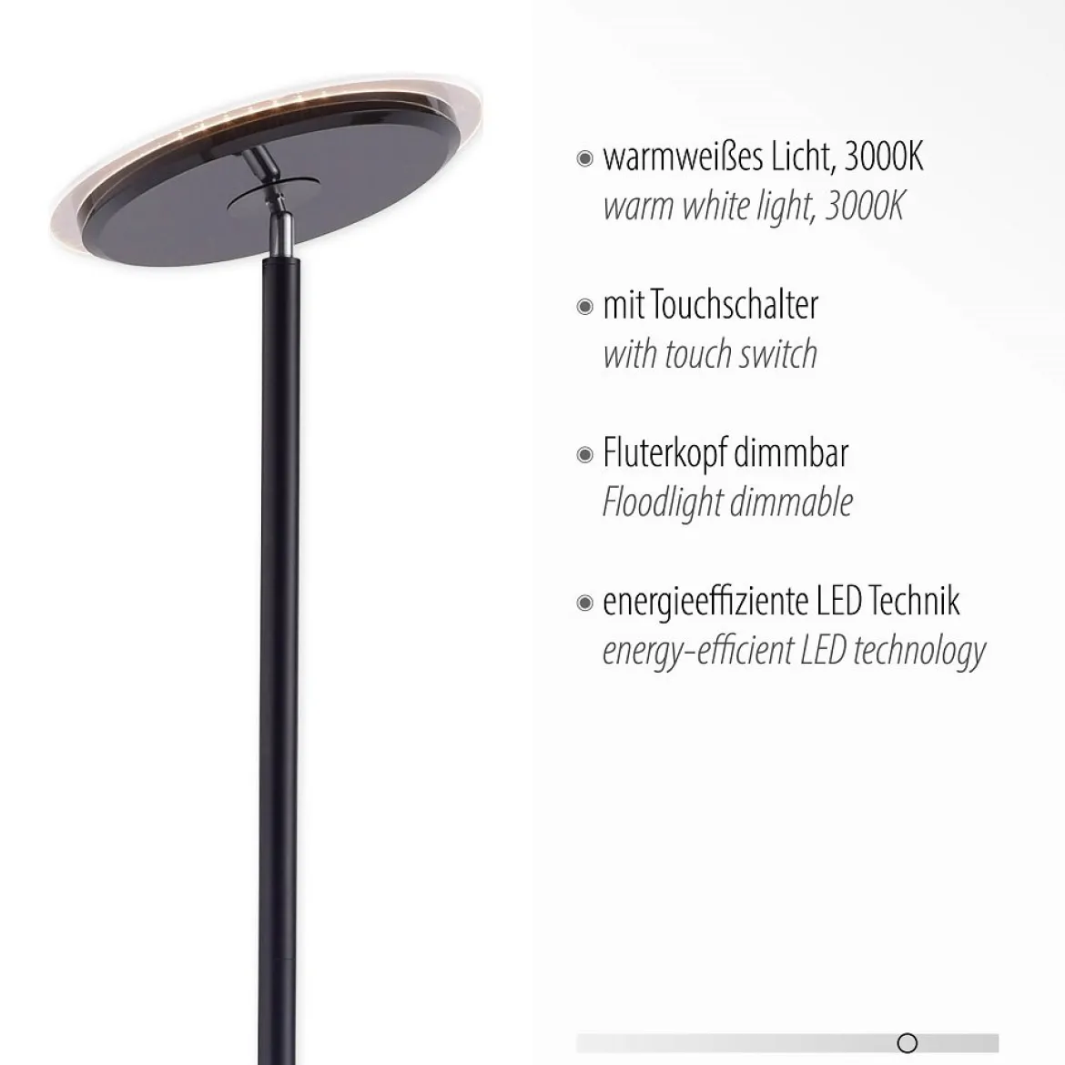 JUST LIGHT 11729-18 LED Stehleuchte Hans 3000K dimmbar Schwarz