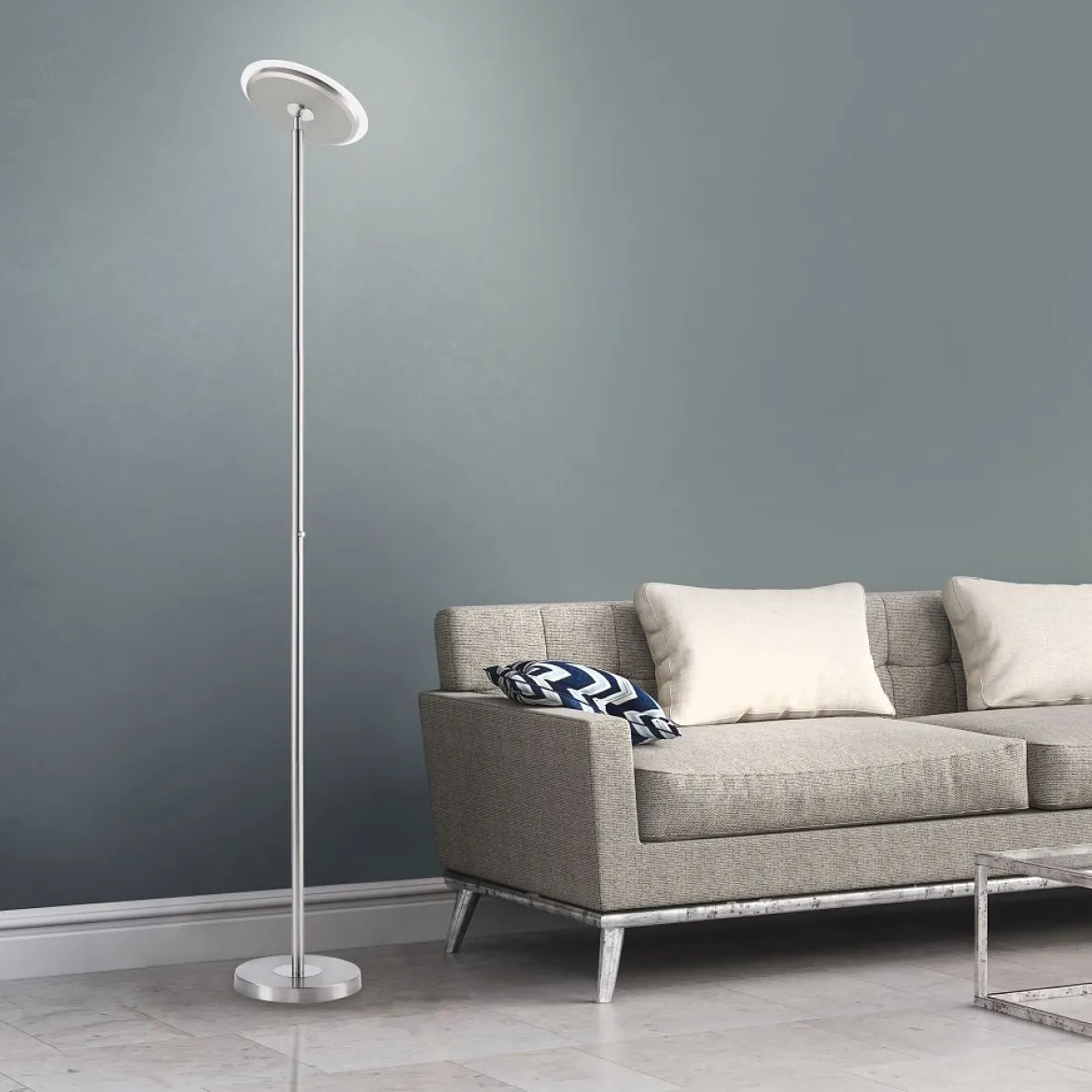 JUST LIGHT 11729-55 LED Stehleuchte Hans 3000K dimmbar Stahl