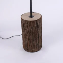 JUST LIGHT 11234-79 LED Stehleuchte Holzdekor Stoffschirm E27 165cm