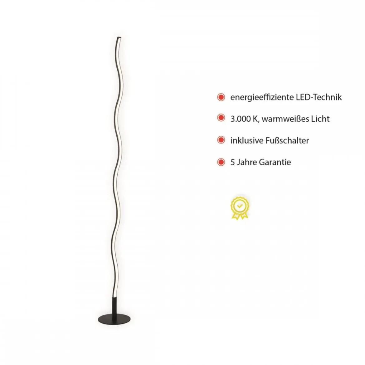 JUST LIGHT 15168-18 LED Stehleuchte WAVE schwarz Wellenform
