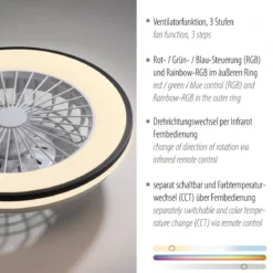 JUST LIGHT 14447-18 LENO Deckenleuchte & Ventilator CCT-Farbtemperatur