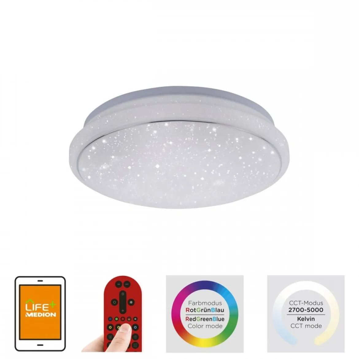 JUST LIGHT 14742-16 LOLAsmart-Jupi LED Deckenleuchte Sternenhimmel 35cm RGBW
