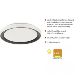 JUST LIGHT 14659-18 LOLAsmart LED Deckenleuchte DISC schwarz 51cm RGBW