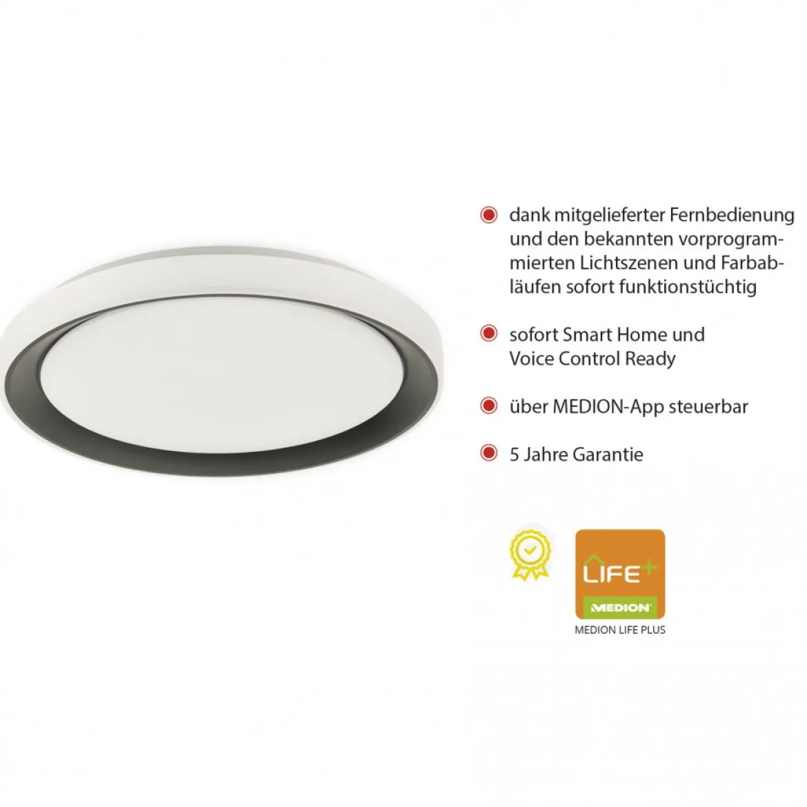 JUST LIGHT 14659-18 LOLAsmart LED Deckenleuchte DISC schwarz 51cm RGBW