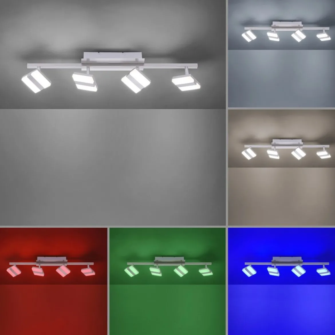 JUST LIGHT 12084-55 LOLAsmart LED Deckenleuchte Sabi 4-flammig Smart Home RGB CCT stahlfarben