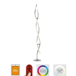 JUST LIGHT 11992-55 LOLAsmart LED Stehleuchte Swing Smart Home RGB CCT stahlfarben