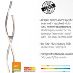 JUST LIGHT 11992-55 LOLAsmart LED Stehleuchte Swing Smart Home RGB CCT stahlfarben