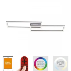 JUST LIGHT 16430-55 LOLAsmart MAXI LED Deckenleuchte stahlfarben RGBW