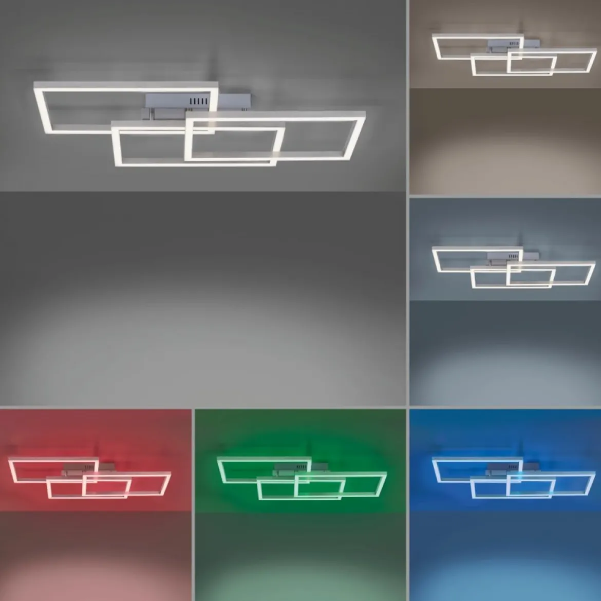 JUST LIGHT 16431-55 LOLAsmart MAXI LED Deckenleuchte stahlfarben RGBW