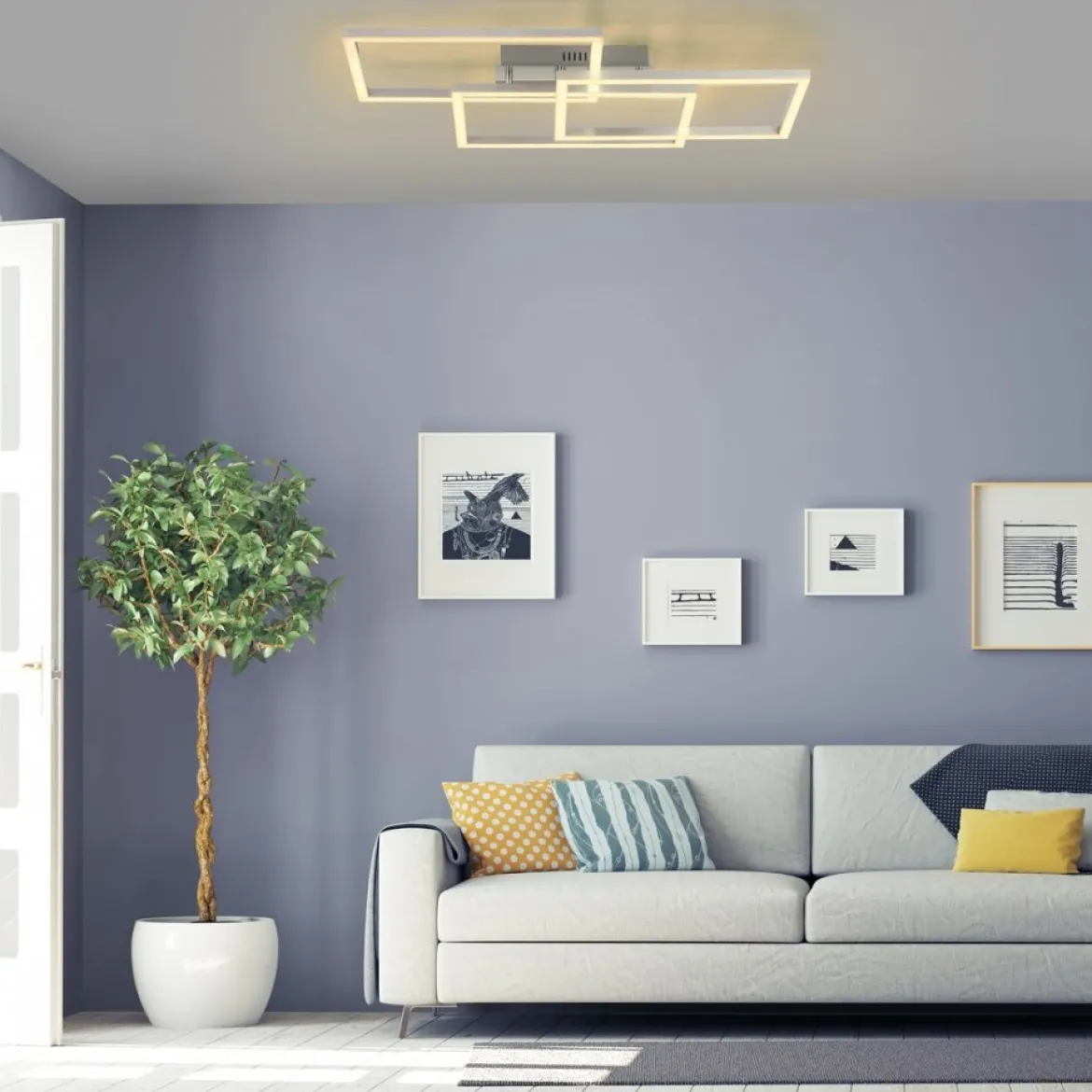 JUST LIGHT 16431-55 LOLAsmart MAXI LED Deckenleuchte stahlfarben RGBW