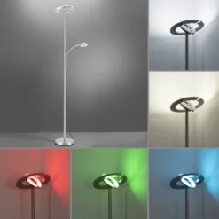 JUST LIGHT 11858-55 LOLAsmart-Rocco LED Stehleuchte mit Lesearm RGBW stahlfarben