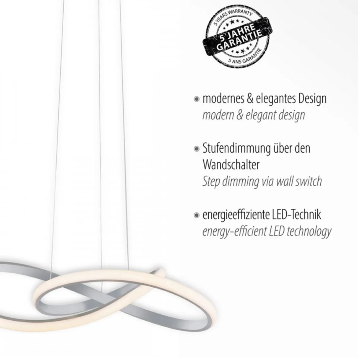 JUST LIGHT 15402-95 Maria LED Pendelleuchte aluminium 3-Step Dim 3000K