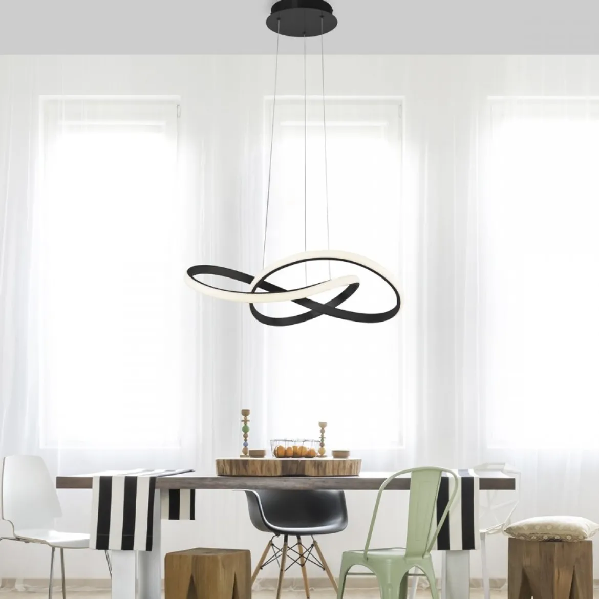 JUST LIGHT 15402-18 Maria LED Pendelleuchte schwarz 3-Step Dim 3000K