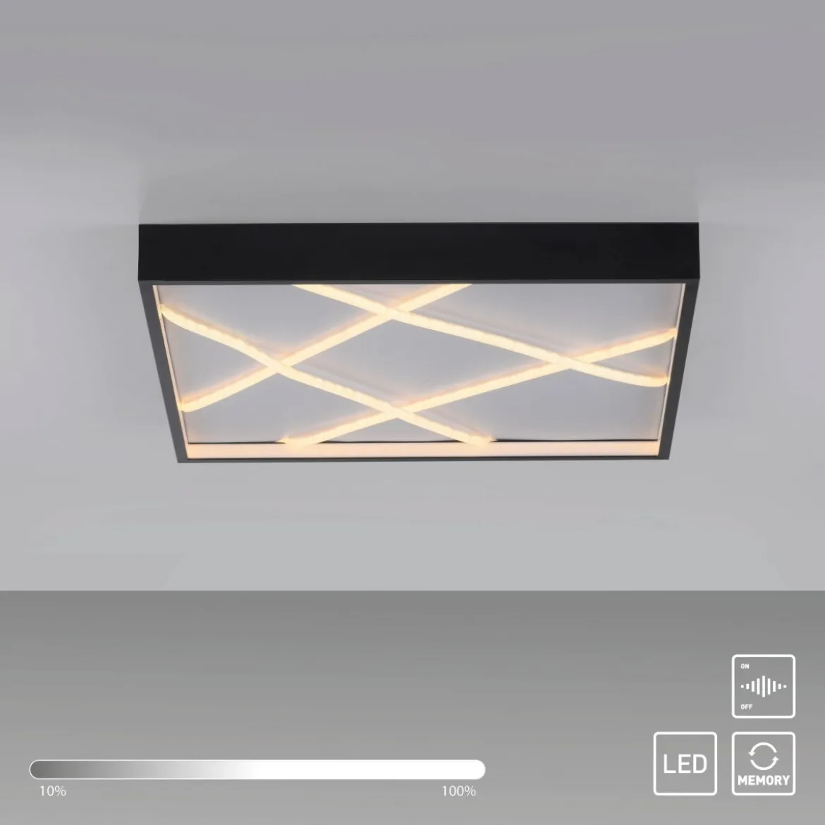 JUST LIGHT 14093-18 MIKADO Deckenlampe eckig schwarz 3000K